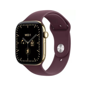 Смарт-часы Apple Watch Series 12 46 мм (Титан сияющее золото | Radiant Gold Titanium) ремешок Sport Band бордовый